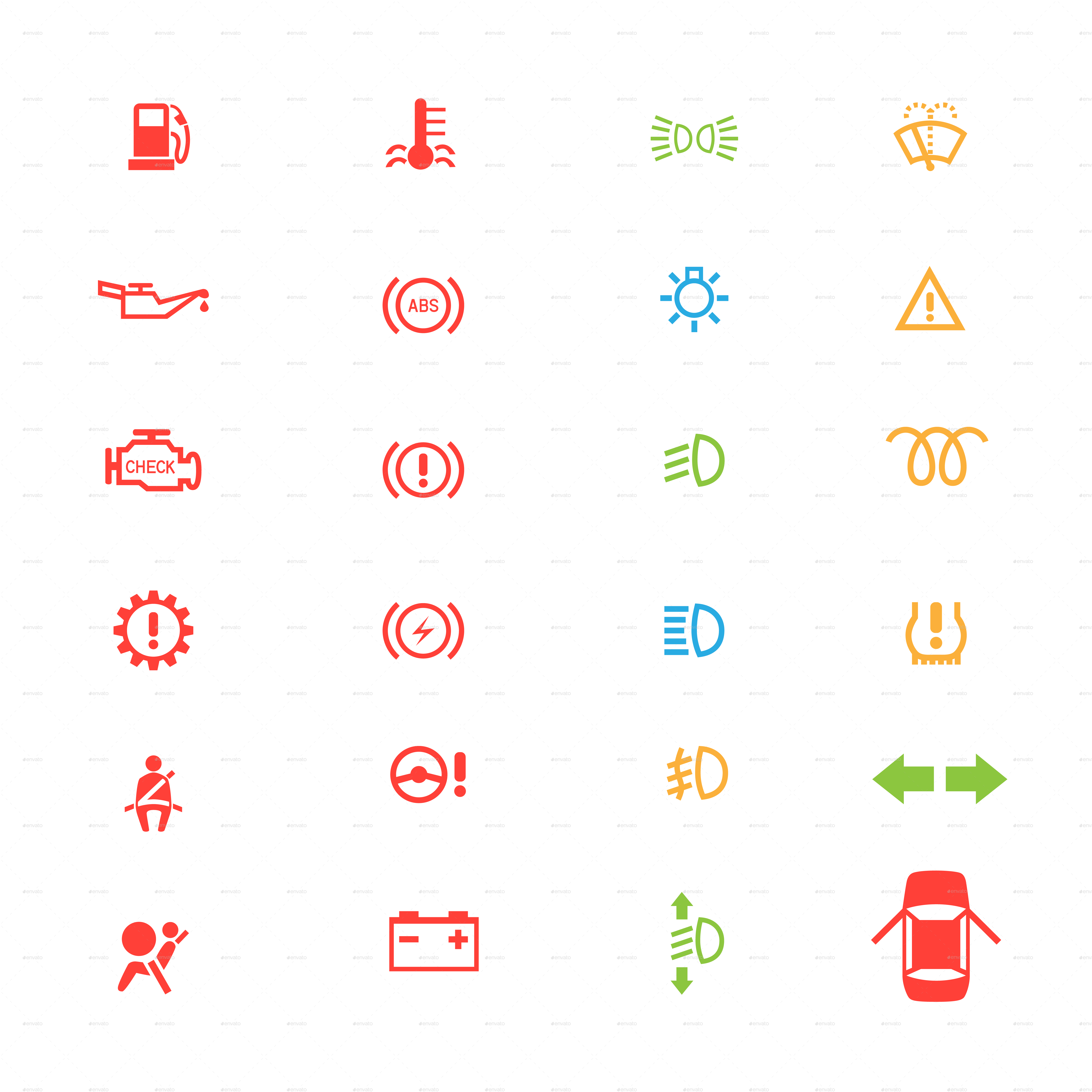 Car Control Panel Symbols
